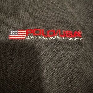 Vintage 90's Polo Jeans Sz: XL Ralph Lauren Embroidered Logo Black Polo Shirt.